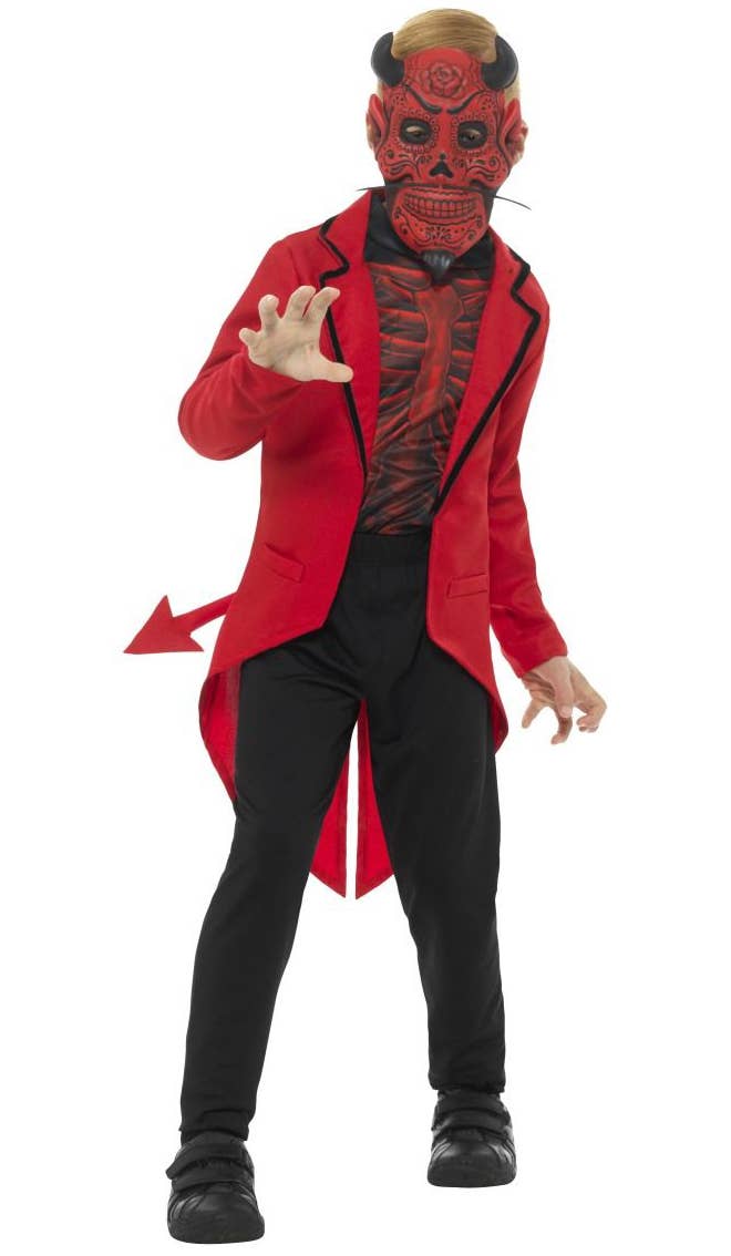 Day of Dead Boy's Red Devil Halloween Costume Alt Image
