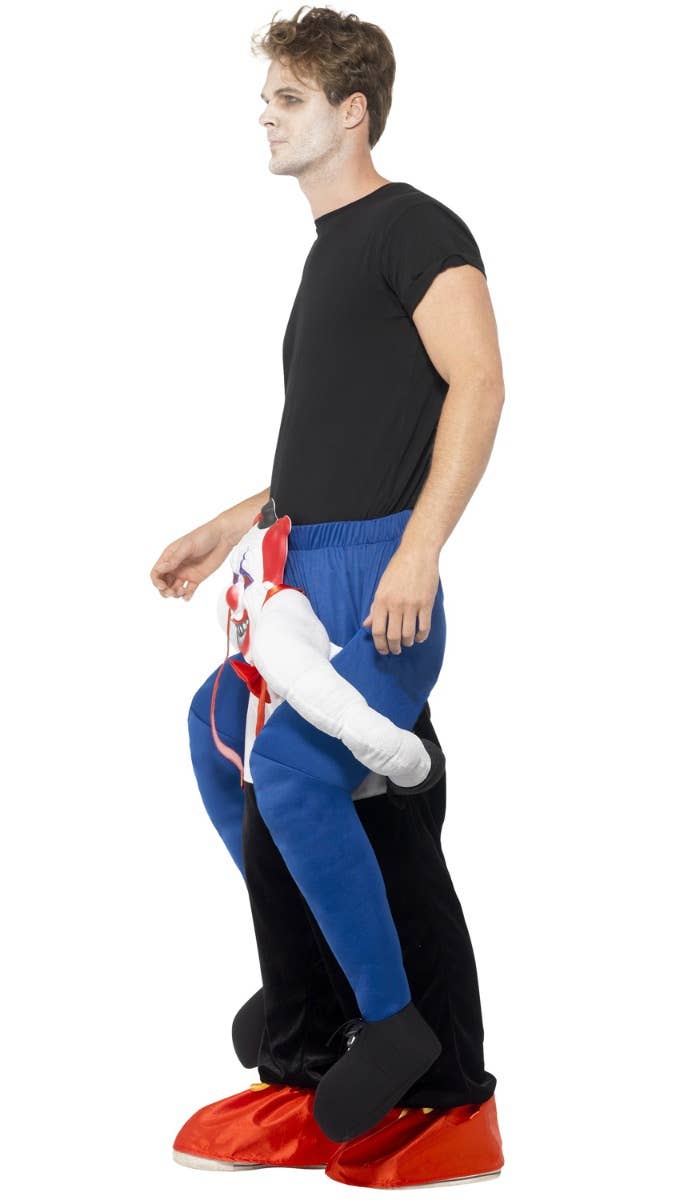 Mens Spooky Halloween Sinister Clown Blue Black And White Sinister Clown Fancy Dress Costume Side View Image