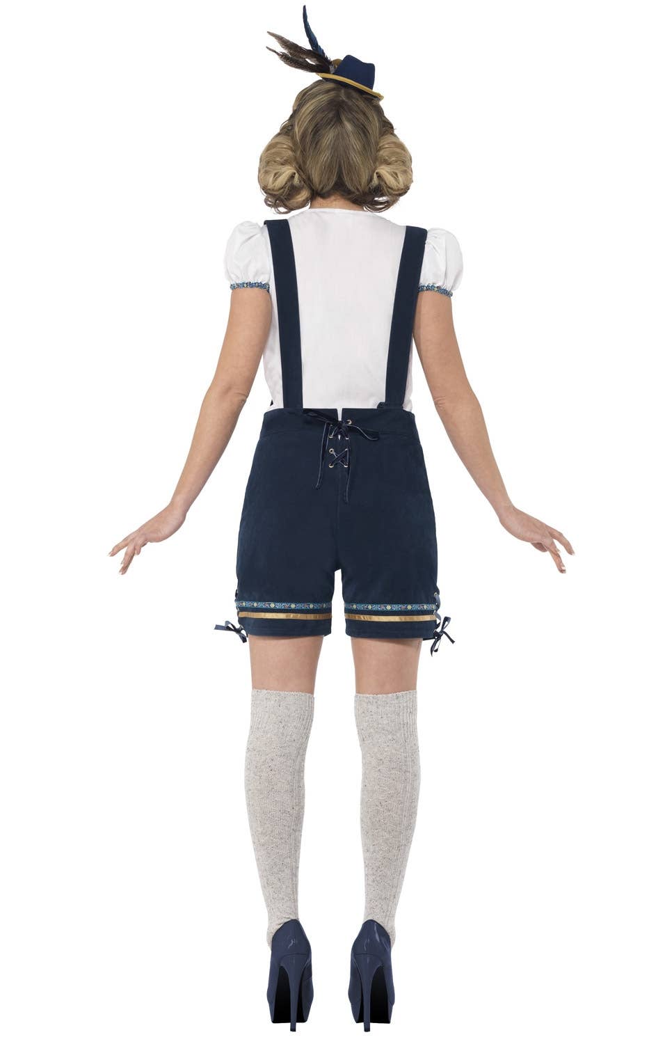 Womens Traditional Deluxe Bavarian Blue Lederhosen Oktoberfest Costume Image 2