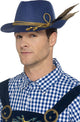 Blue Bavarian Oktoberfest Men's Hat with Feathers Main Image