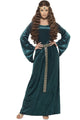 Green Medieval Dress Women's Costume Front View
