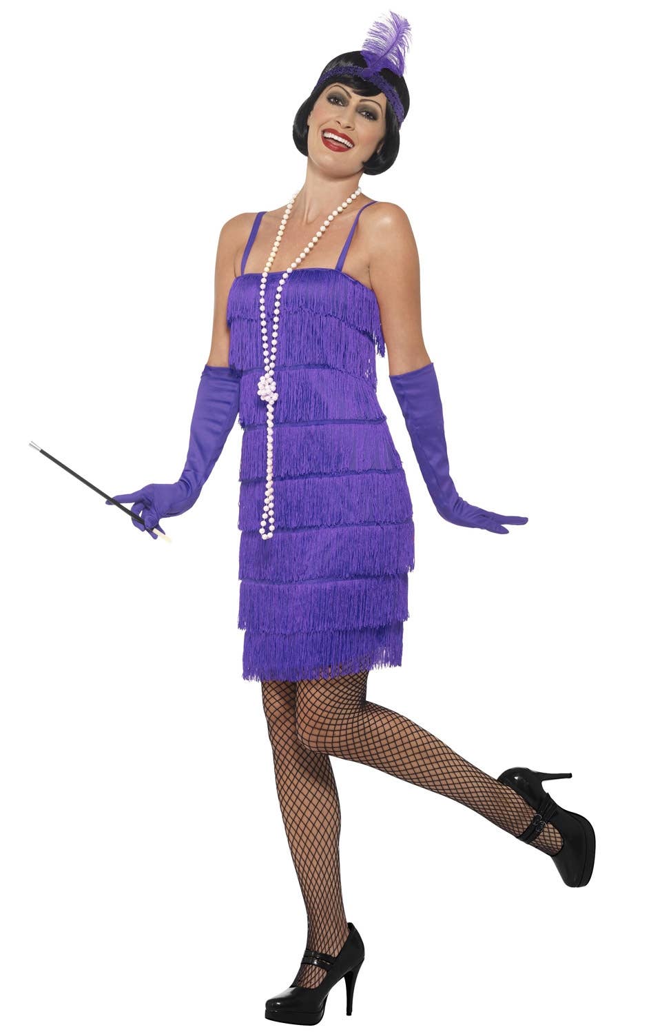 Women's Purple Fringed Flapper Dress - Image 1