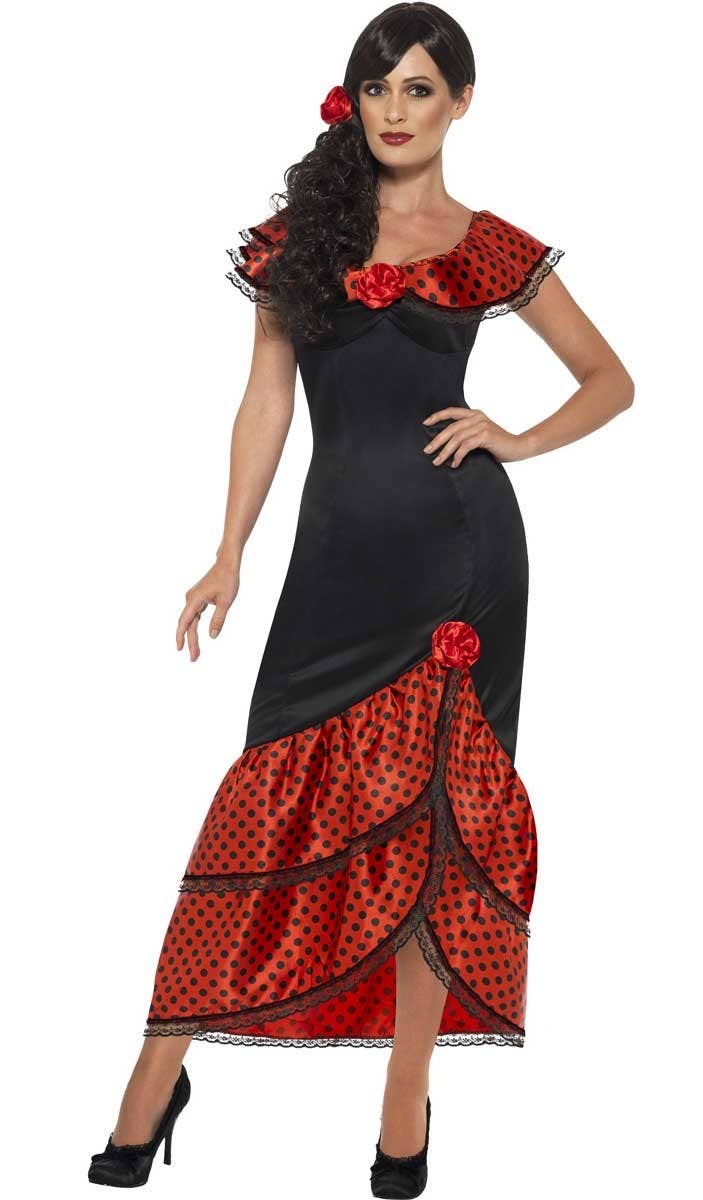 Women's Spanish Flamenco Dancer Costume Front View