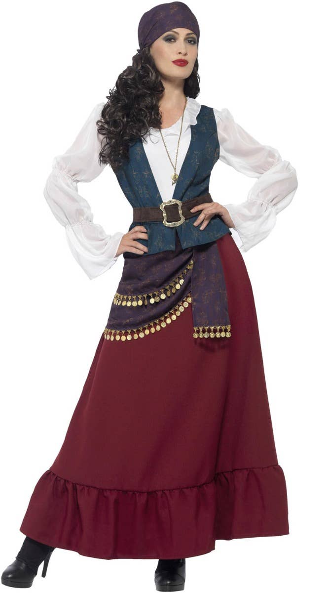 Deluxe Women's Pirate Gypsy Deluxe Buccaneer Beauty Fancy Dress Costume Main Image