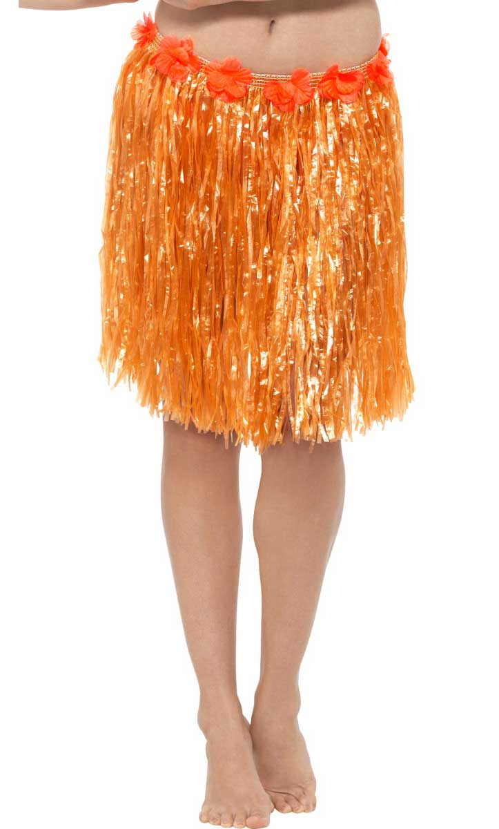 Orange Tropical Womens Hula Skirt Womens Hawaiian Costume Skirt
