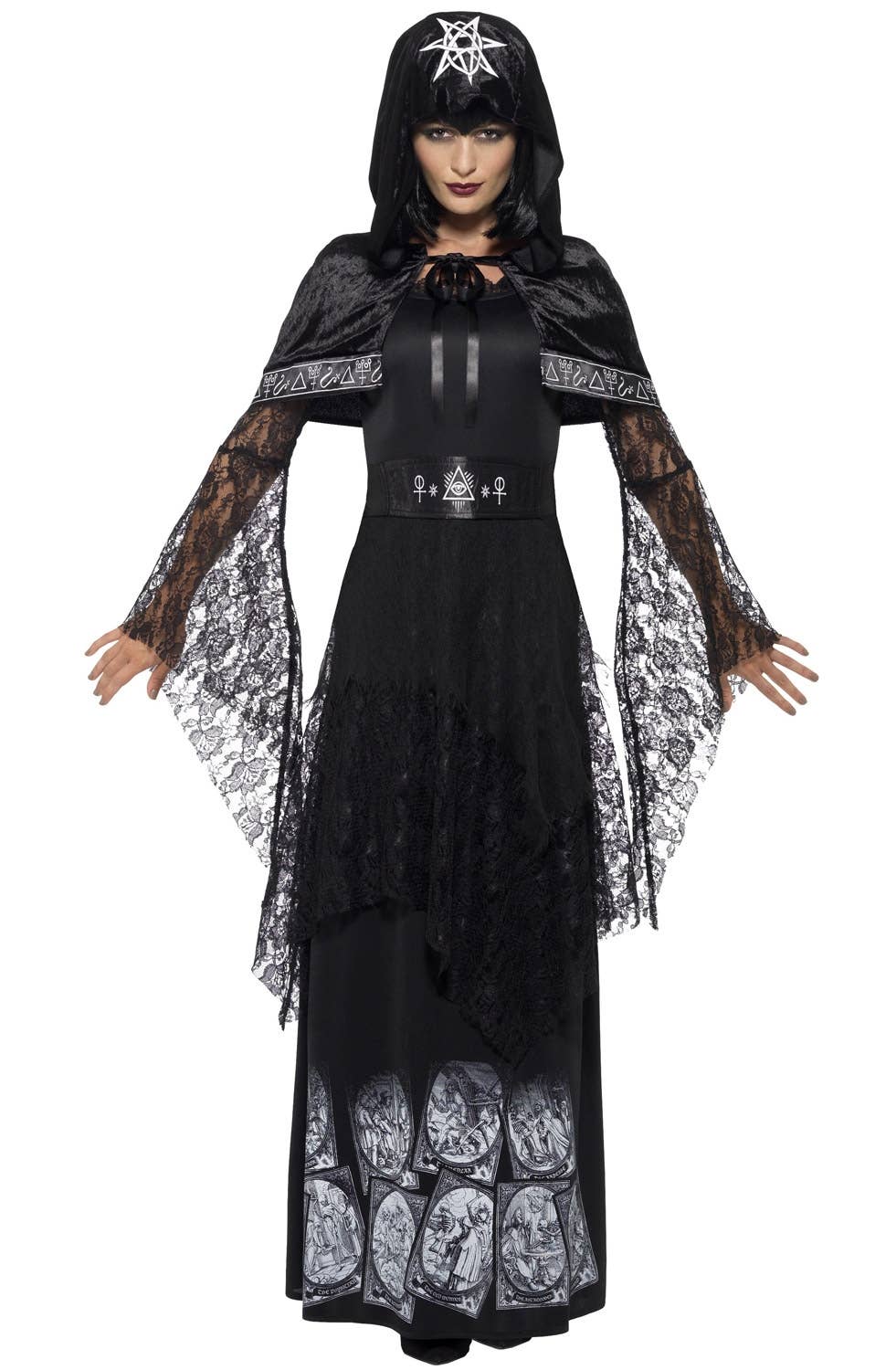 Women's Black Magic Mistress Pagan Costume Front View