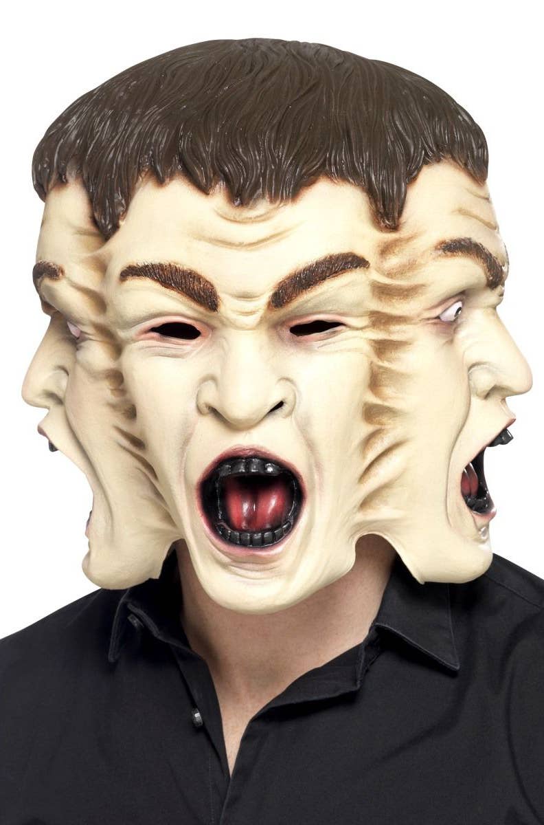 Image of Creepy Three Face Halloween Latex Mask