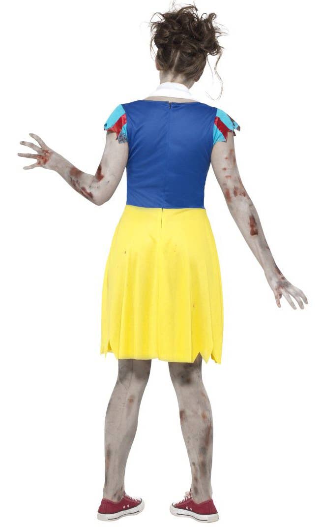 Teen Girl's Snow White Zombie Halloween Fancy Dress Costume Back View Image