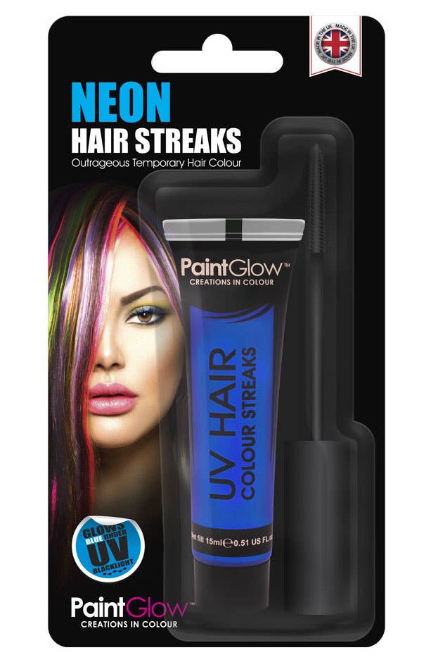 Blacklight Neon Blue Hair Streaks Fluro Blue UV Hair Mascara