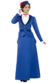 Women's Blue Victorian Nanny Mary Poppins Costume Front View