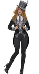 Women's Black And Silver Mad Hatter Alice In Wonderland Miss Hatter Halloween Fancy Dress Costume Main Image