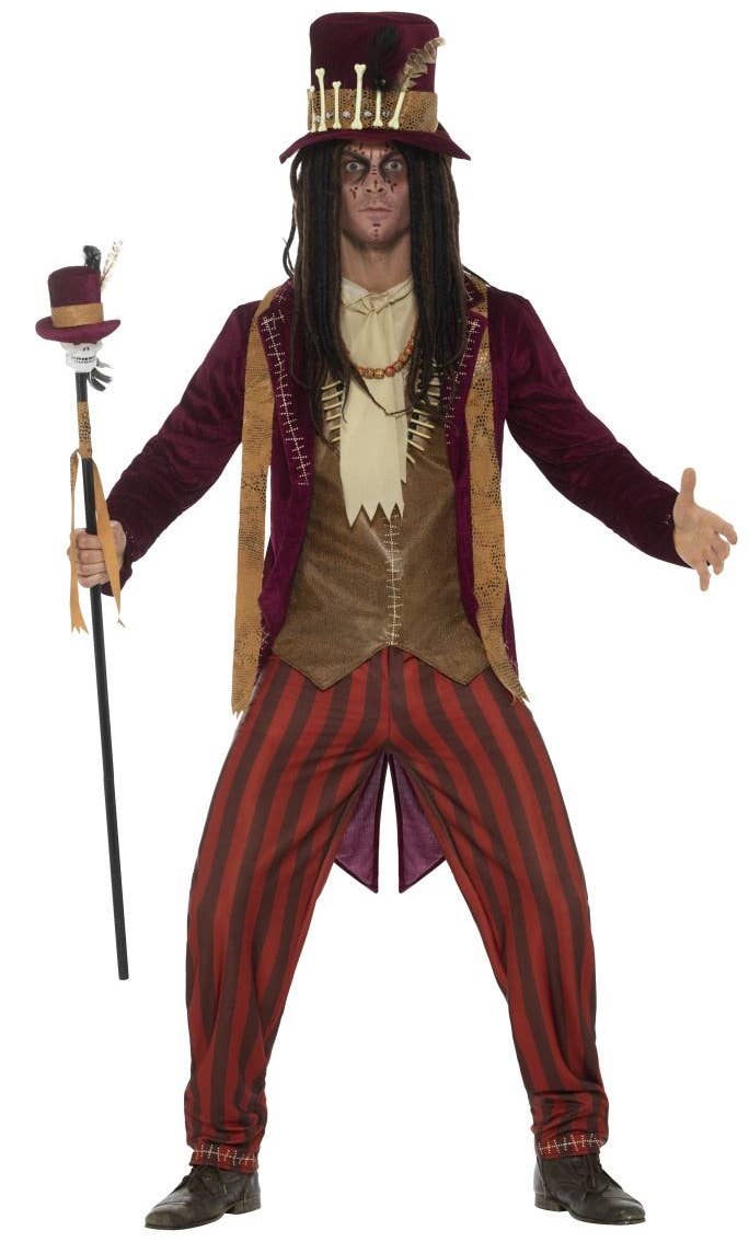 Men's Brown And Red Voodoo Witch Doctor Halloween Deluxe Fancy Dress Costume Main Image