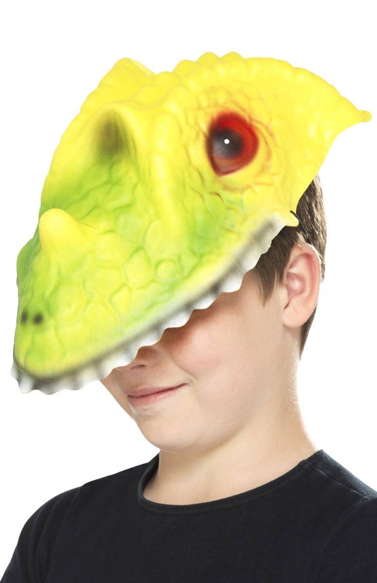 Kids Green and Yellow Crocodile Head Mask Costume Accessory