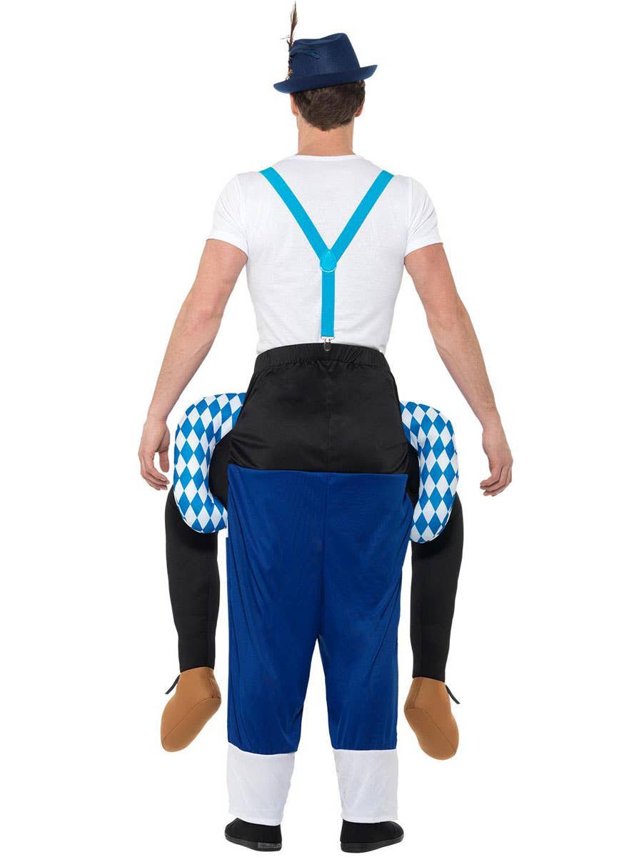 Funny Men's Bavarian Piggyback Oktoberfest Fancy Dress Costume Back View