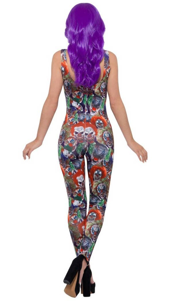 Women's Creepy Clown Body Costume Back Image