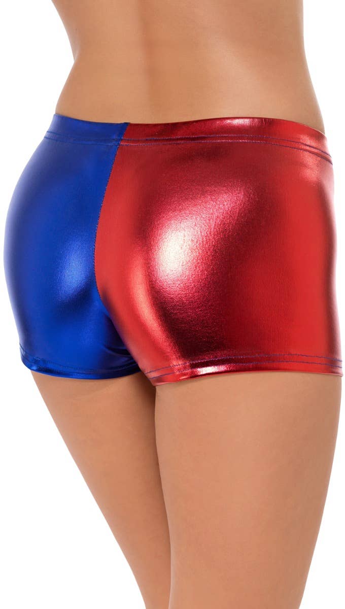 Miss Whiplash Womens Red and Blue Costume Booty Shorts - Back View