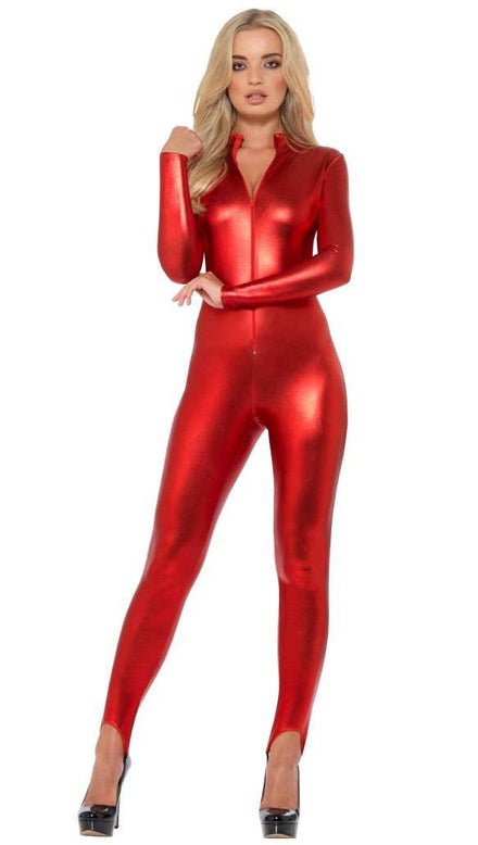 Slinky Sexy Red Catsuit Women's Costume Front Image
