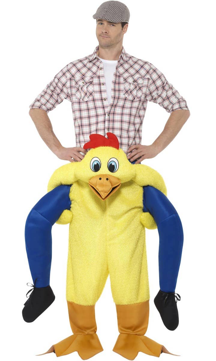 Adult's Chicken Ride On Piggyback Men's Fancy Dress Costume Main Image
