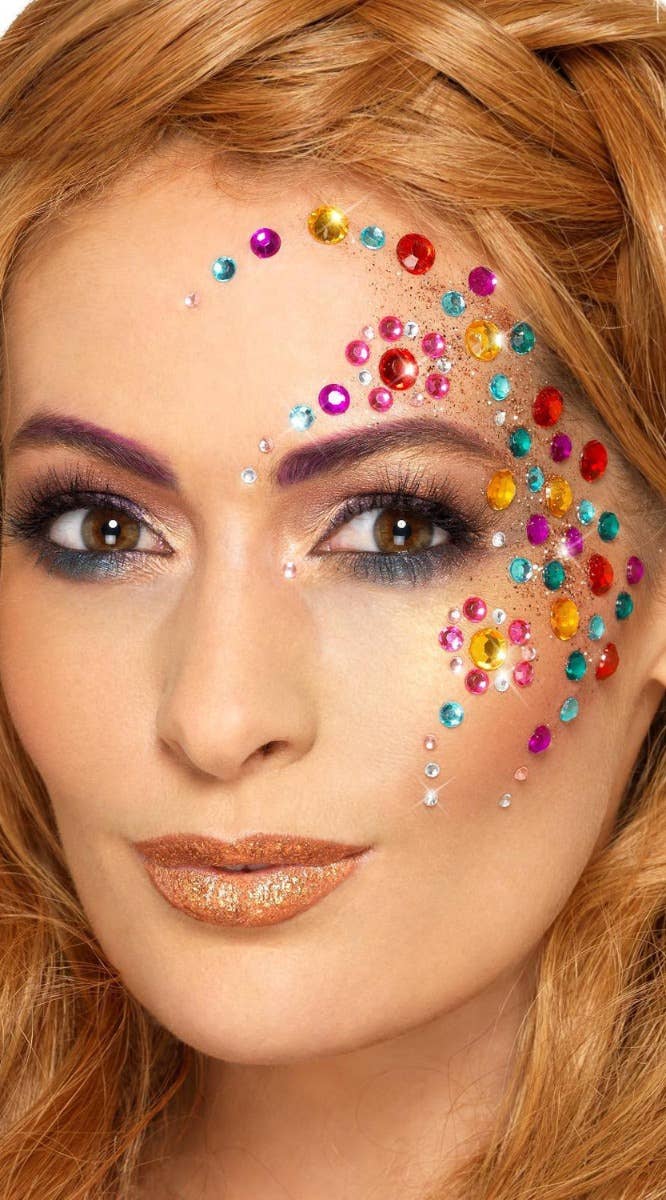 Self Adhesive Stick On Rainbow Jewel Face Gems Costume Accessory Main Image