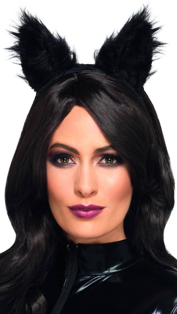 Image of Fluffy Black Cat Ears Headband