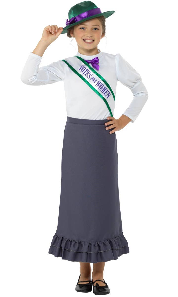 Victorian Suffragette Girls Historical Fancy Dress Costume - Main Image