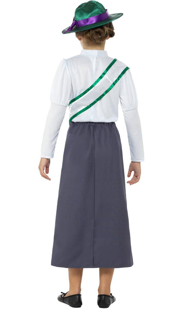 Victorian Suffragette Girls Historical Fancy Dress Costume - Back Image