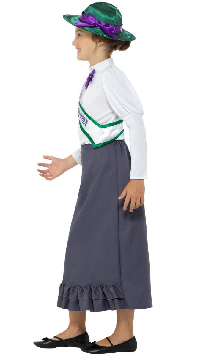 Girl's Victorian Suffrage Book Week Fancy Dress Costume - Side Image