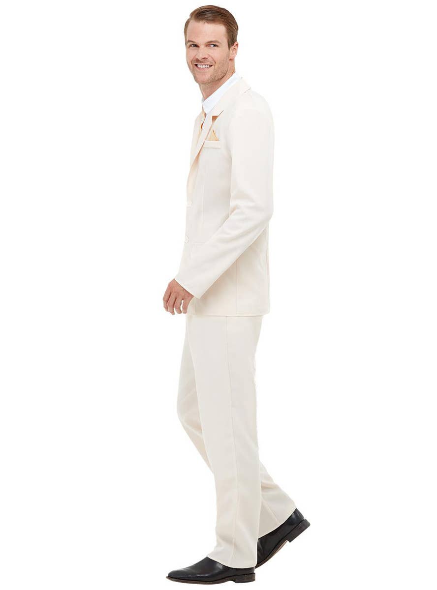 Men's White 1920's Gangster Fancy Dress Costume Side Image