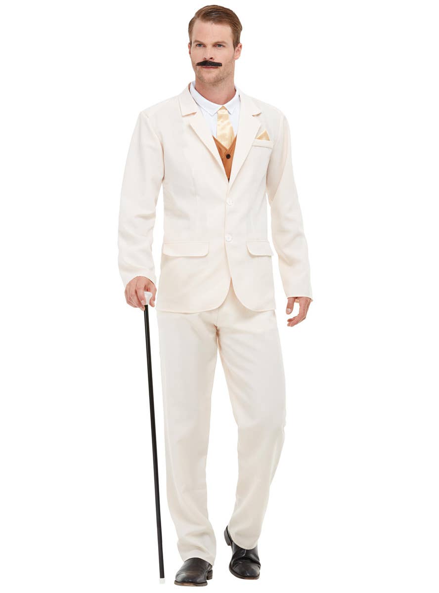 Men's White 1920's Gangster Fancy Dress Costume Main Image