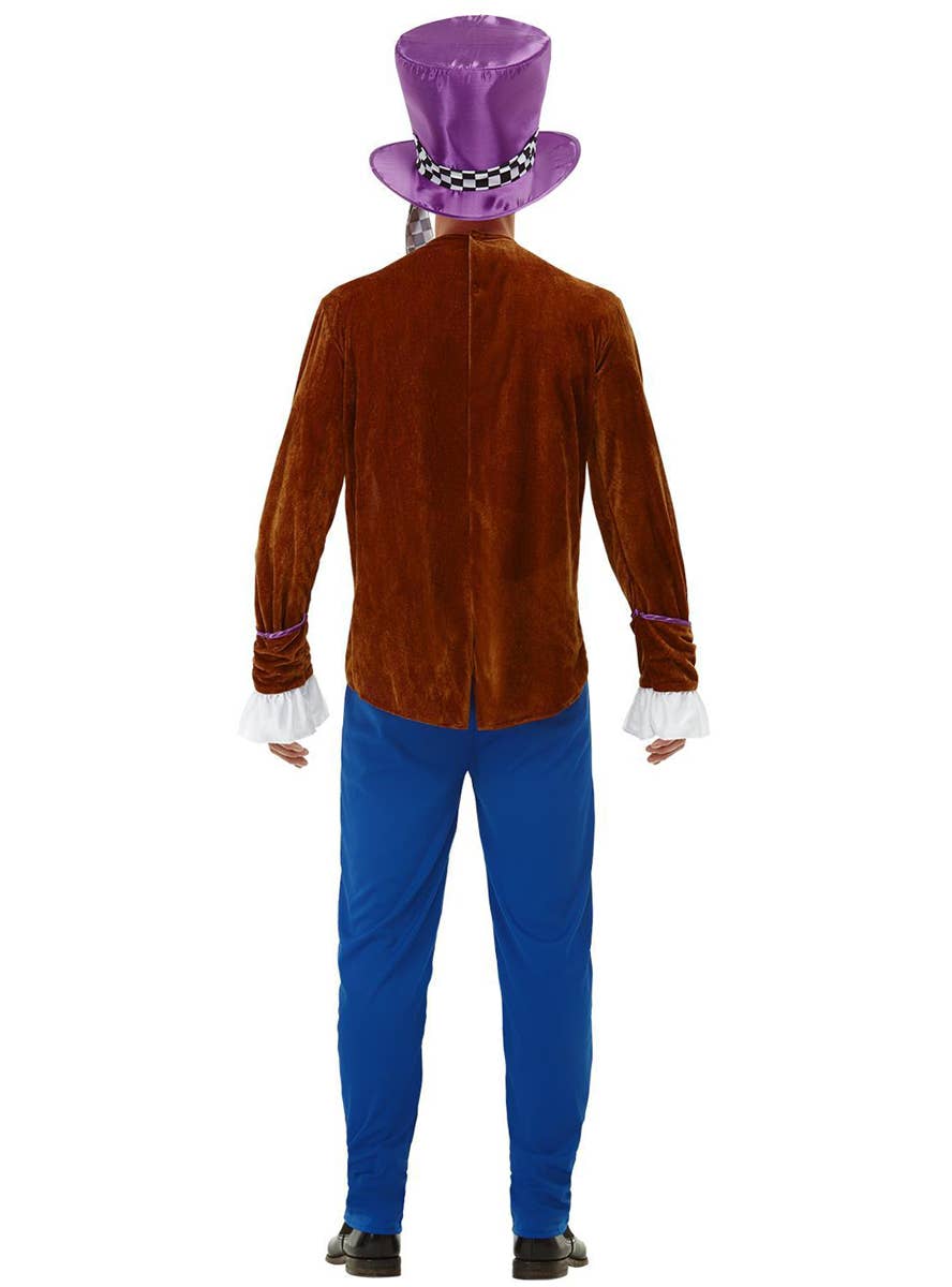 Mens Multicolour Mad Hatter Fancy Dress Costume - Back Image