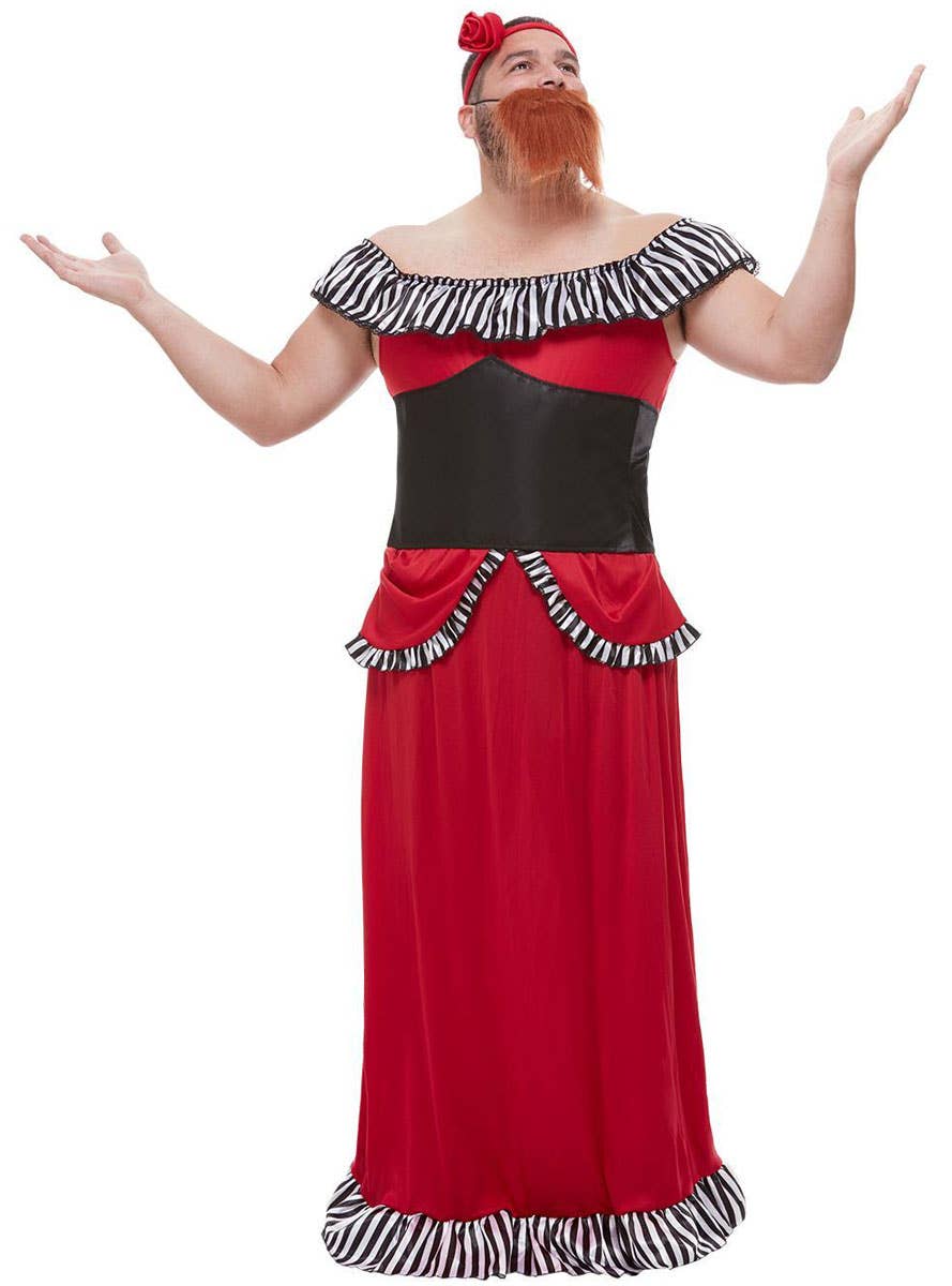 Long Red Bearded Lady Costume Mens Funny Circus Freak Dress Up