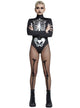 Womens Skeleton Print Halloween Bodysuit Costume - Main Image