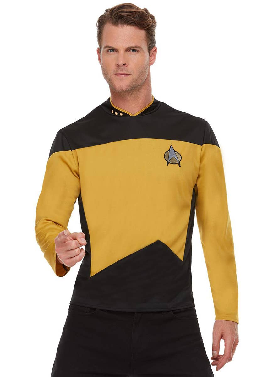 Mens Star Trek Next Generation Yellow Operations Uniform Costume - Main Image