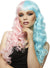 Womens Long Curly Half Pink Half Blue Manic Panic Heat Resistant Costume Wig - Main Image
