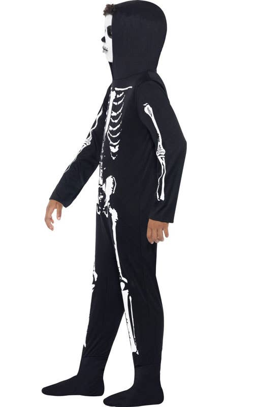 Black and White Boy's Skeleton Onesie Costume Side View