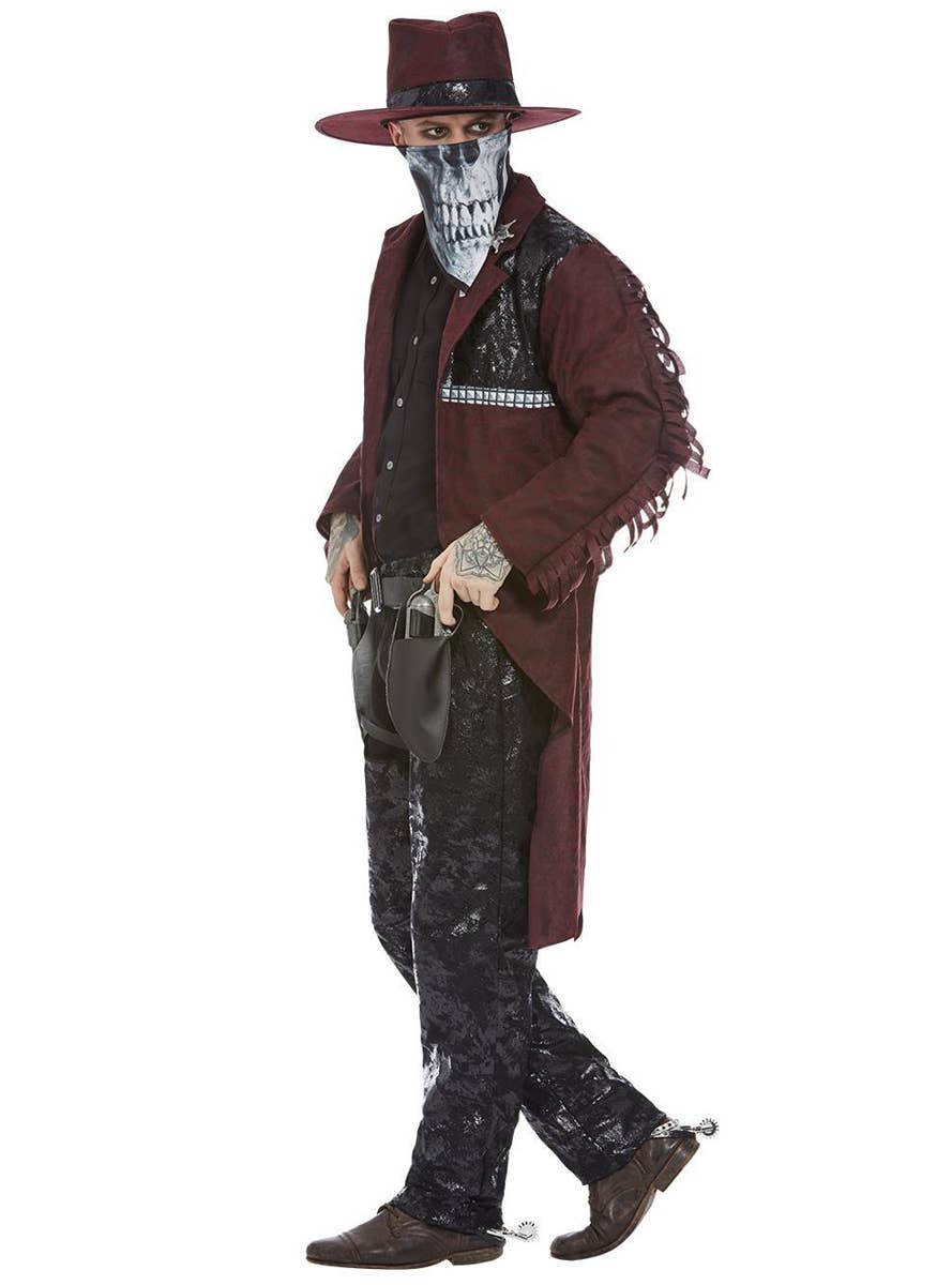 Mens Dark Western Cowboy Costume - Side Image