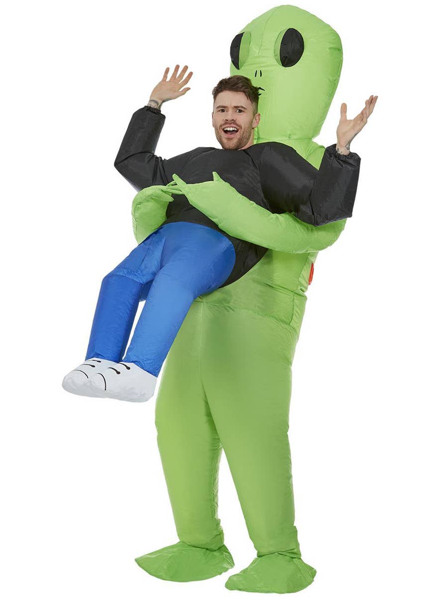 Funny Inflatable Green Alien Abduction Costume - Main Image
