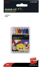 Pack of 6 Colouful Greasepaint Costume Makeup Crayons 
