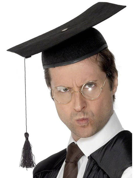 Black Feltex Graduation Mortar Board Costume Hat