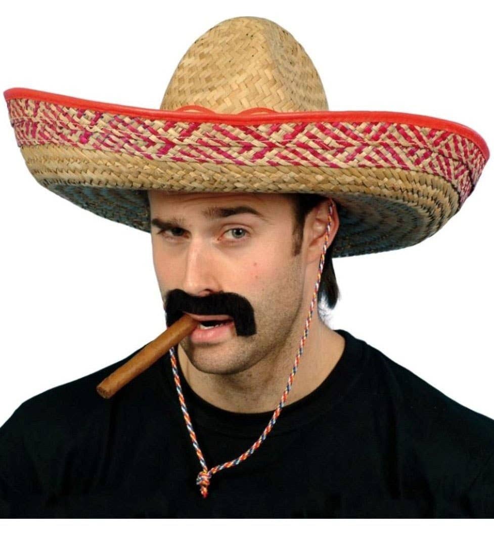 Mexican Sombrero Natural Straw Costume Hat - Close Up Image