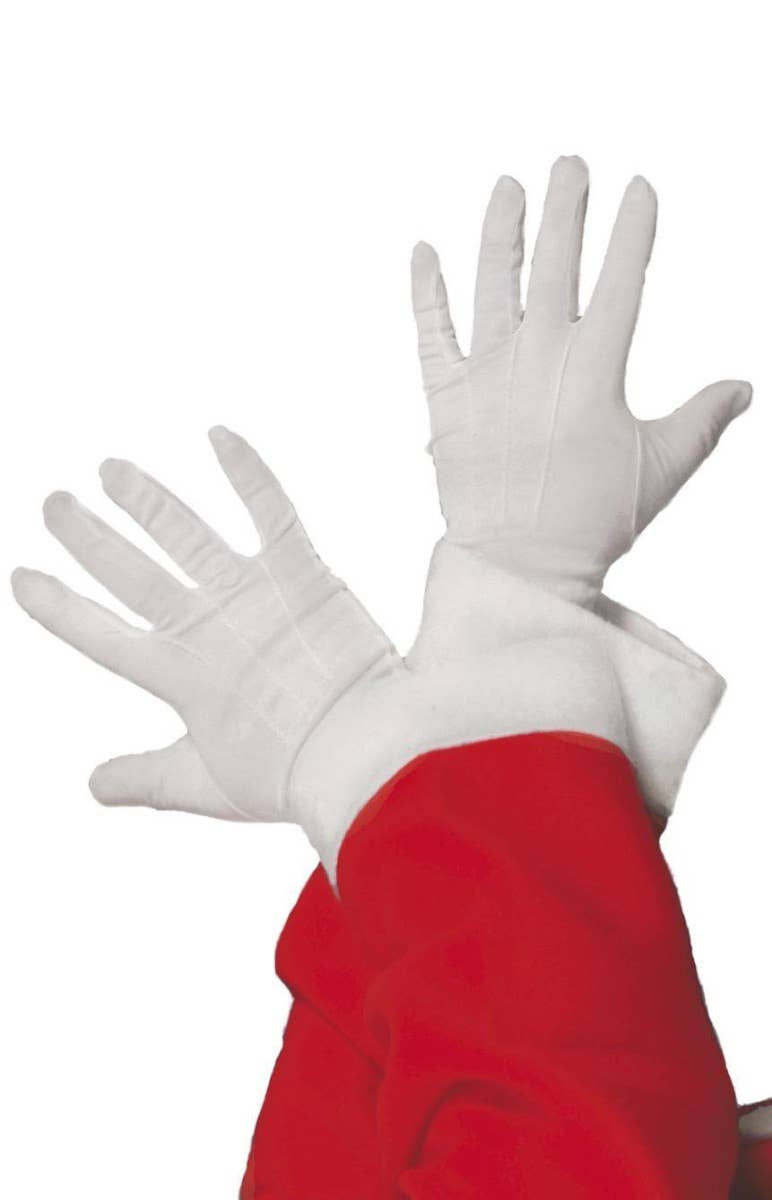 Basic White Men's Wrist Length Versatile Costume Gloves For Santa Accessory Main Image