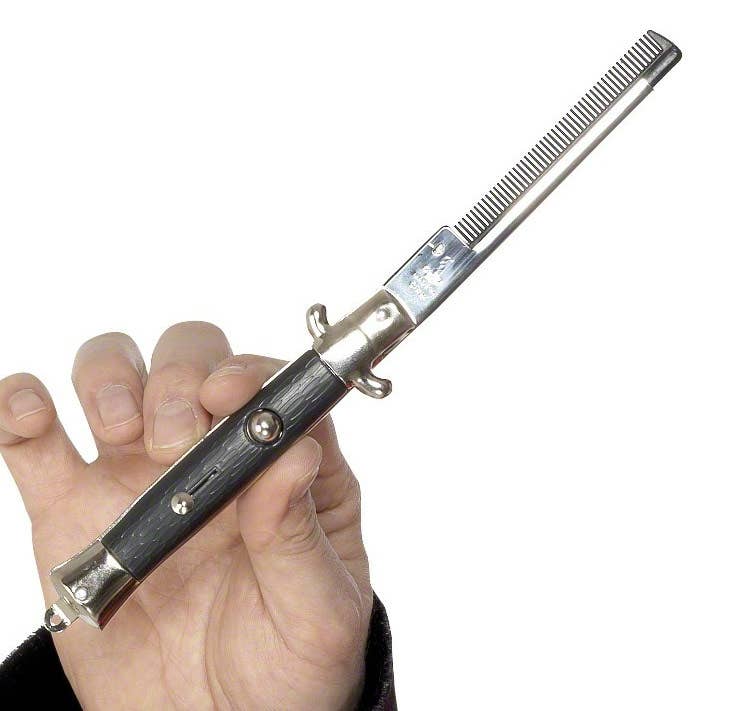 Silver and Black 50's Flick Comb Costume Accessory - Alternative View