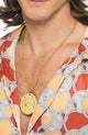 Hippie 70's Gold Metal Medallion Costume Necklace