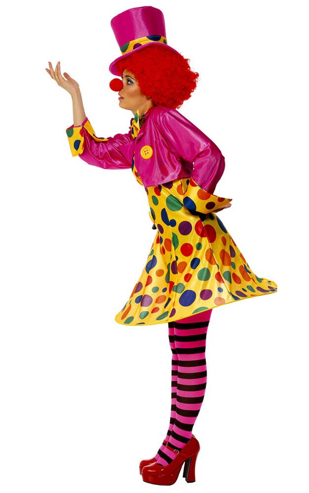 Womens Clown Lady Fancy Dress Costume - Side Image