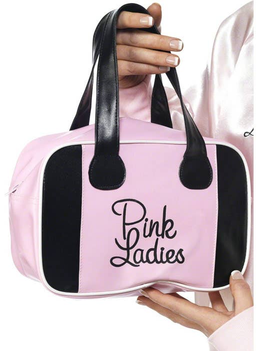 Pink and Black Vinyl Look Pink Ladies Grease Costume Bowling Bag