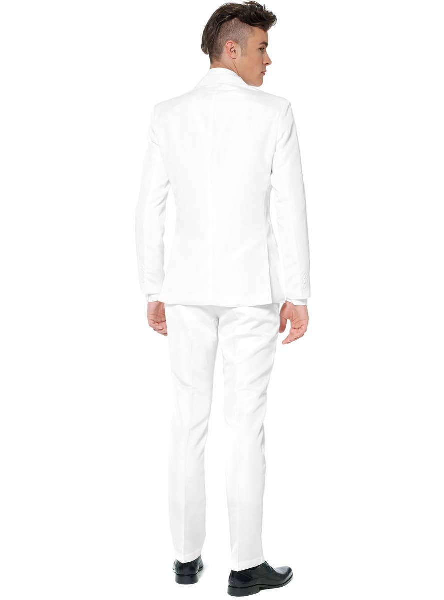 Men's Solid White Deluxe Costume Suit - Back Image