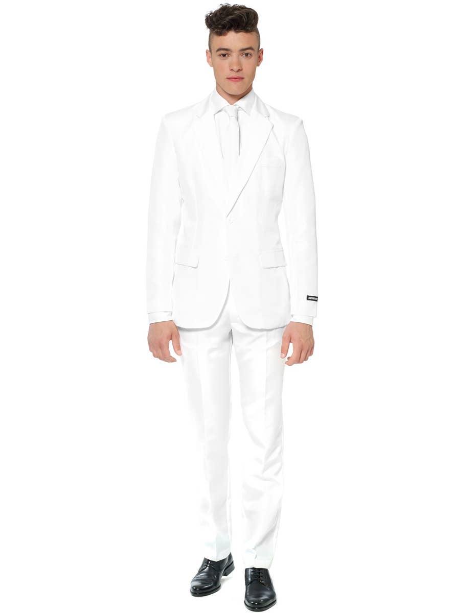 Men's Solid White Deluxe Costume Suit - Front Image
