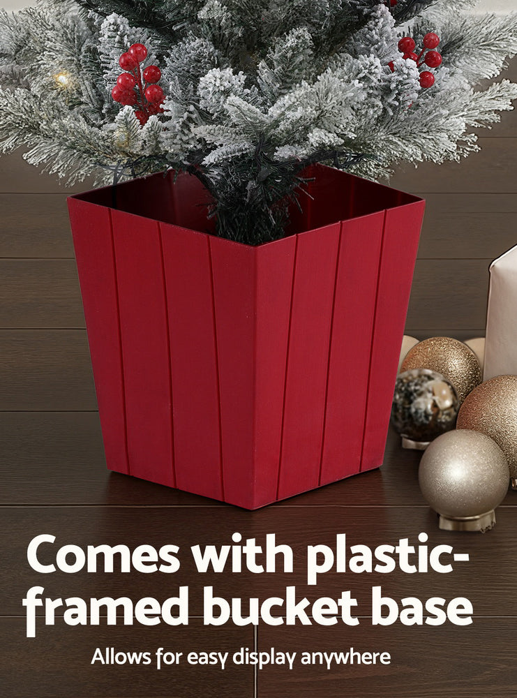 Snow Flocked Prelit 100cm Christmas Tree Decoration with Red Berries - Info Image 1