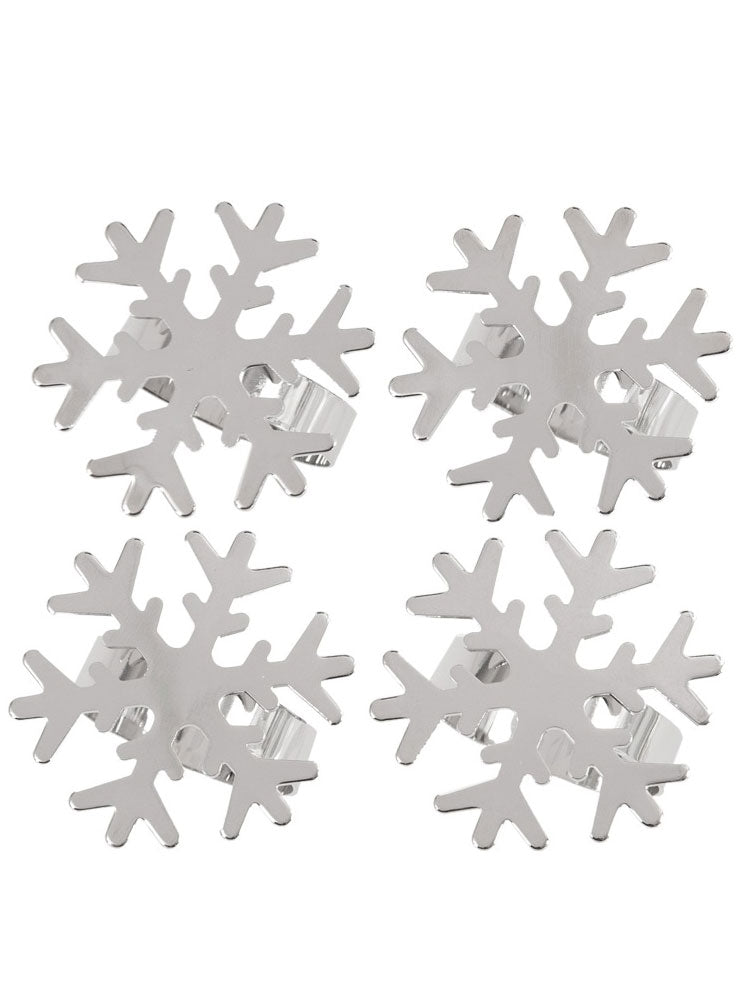 Silver Metal Snowflake Christmas Napkin Rings Four Pack Main Image