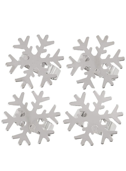 Silver Metal Snowflake Christmas Napkin Rings Four Pack Main Image